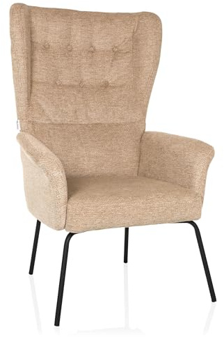 hjh LIVING Relaxsessel mit Stoffbezug HAVENIO Ohrensessel Polstersessel bequem gepolstert für Wohnzimmer Schlafzimmer, Beige