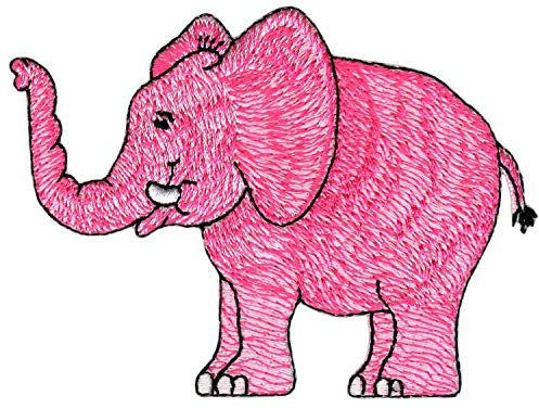 Elefant Rosa Aufnäher zum aufbügeln oder aufnähen Bügelbild Aufbügler für Kleidung gestickter Bügelpatch Applikation Zoo Patch Größe 9,2 x 6,8 cm