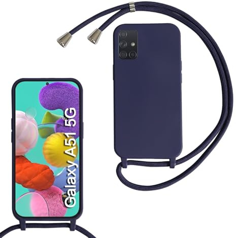 xinyunew Handykette für Samsung Galaxy A51 5G Hülle mit Band, Handyhülle mit Schnur zum Umhängen, weiche TPU Silikonhülle mit Band [abnehmbar] Halskettenhülle für Samsung Galaxy A51 5G-Blau | Kameraschutz und Bildschirmschutz, Necklace Handyhülle mit Schnur Stossfest Schutzhülle für zum Umhängen Case mit Kordel