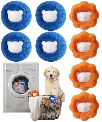 Tierhaarentferner Waschmaschine, 8 Pieces Wiederverwendbar Fusselentferner, Haarfänger Waschmaschine, Waschbälle Gegen Tierhaare, Fusselfänger für Kleidung und Bettzeug (Mehrfarbig)