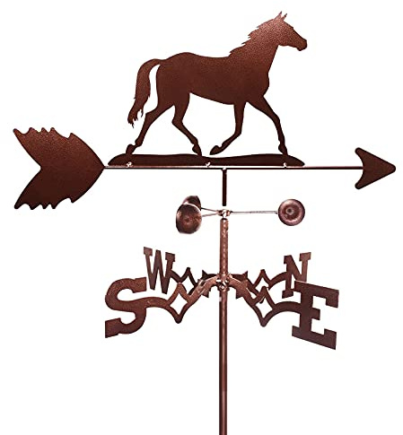 Girouette à Cheval au Galop, indicateur d'orientation, girouette en Acier Inoxydable, Outil de Mesure avec revêtement pour Support d'animaux d'extérieur, décoration Artisanale