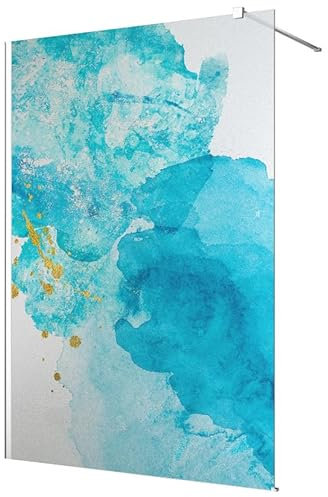 Stickers paroi de douche dépoli - Bleu Aquarelle - Largeur 120 x Hauteur 200 cm