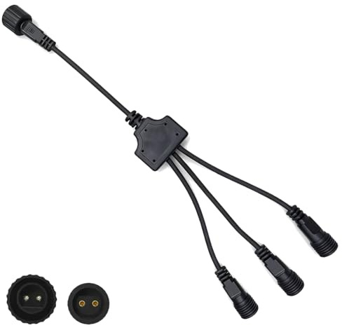 Dekofun Christmas Light Splitter Connector, 2 Pin 1 to 3 Y-Shaped Fairy Lights Splitter, 3 Way Connector Waterproof Extension Eable for G40 Globe, Icicle, Net, Curtain & Xmas String Lights