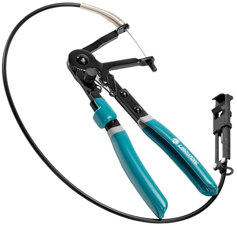 LIBRATON Pince à Collier Serrage Flexible, 70cm Pince à Collier de Radiateur, Outil de Serrage de Tuyau à Ressort à Cliquet Réglable 8-50mm, Poignée Ergonomique pour Mécanique Auto, Huile et Machines