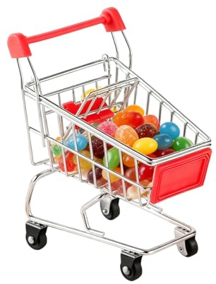 Yonuaret Tiny Grocery Cart - Doll House Ornaments | Supermarket Handcart Trolley | for Kids Girls Collectors Fairy Gardens Pretend Play Architectural Model Making