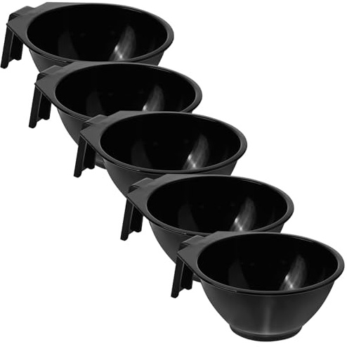 Cabilock Lot de 5 Bols de Coloration Capillaire en Plastique Solide Grosse Capacité Couleur Noire pour Salon de Coiffure et Usage Personnel Kit Mélangeur pour Teinture DIY Cheveux
