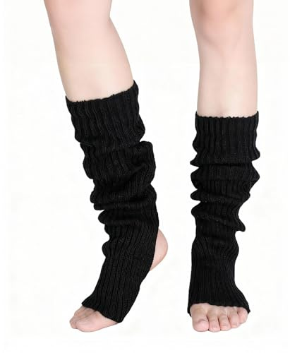 Guetre Femme Danse, 50cm Ouvert Orteil et Talon Noir Leg Warmers Ballet Tricot Femme Danse Jambiere Femme Yogachaussettes Bottes Manchettes pour Filles Vêtements Quotidiens Exercice Danse Latine
