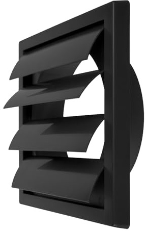 Repa Market Lüftungsgitter 150mm - Schwarz Kunststoff Rohrabdeckung mit Lamellen - Außen Lüftungsgitter Wetterschutzgitter für Runde 150mm Abluftrohr - Lüftungsrohr Abdeckung/Grill/Ablufthaube