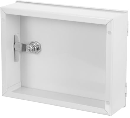 KOMBIUDA Scatola di Sicurezza per Interruttore di Allarme in Metallo Bianco 210x160x60 Mm con Serratura a Chiave, Cassetta da Parete Antimanomissione per Protezione Quadro Elettrico Interno