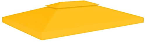 Nqyjm Bâche de toit pour tonnelle avec cheminée 310 g/m² 4 x 3 m Cadre jaune non inclus pour jardin, terrasse, extérieur
