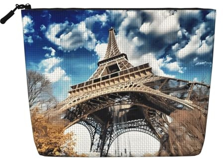 Paris Tower Patterned Single Layer Cosmetic Bag, Travel Toiletry Bag, Suitable for Business Trips and Daily use.