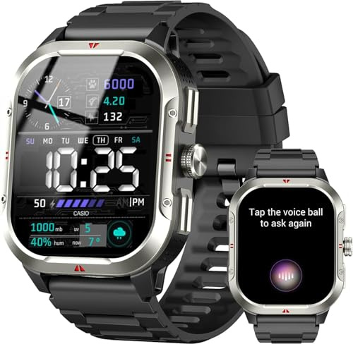 Reloj Inteligente Hombre con GPS, 2.06'' HD Smartwatch con Llamadas Bluetooth, IP68 Fitness Tracker con 110+ Modos Deportivos, Monitor de Sueño/Podómetro/Pulsómetro/SpO2 Smart Watch para Android iOS