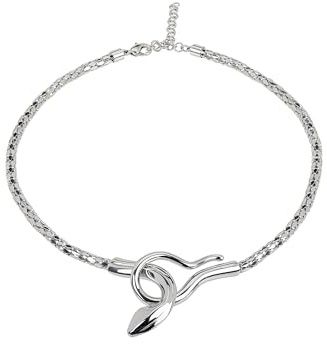Breil, Collezione Cobra, Collana da donna in acciaio lucido, design animale, elemento centrale a forma di serpente, accessorio vistoso, lunghezza regolabile 42-45 cm, colore argento