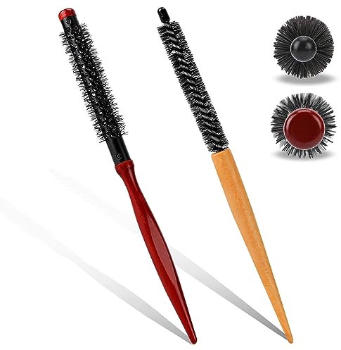 2 Stück Rundbürste Klein Professionelle Haarbürste Mini Fönbürste Rund Bart Bürste Stylingbürste 26 cm Rundhaarbürste für dünnes Haar Ponytail Bart Heben Locken