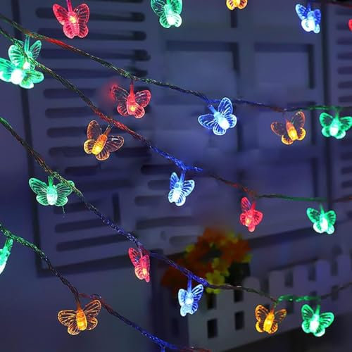 EONANT Libellule Guirlande Lumineuse 10 pieds 20 LED Style Rétro Fil de Cuivre Papillon Guirlande Lumineuse à Piles Arbre de Noël Jardin Mariage Décoration de Noël et Éclairage d'été (Multicolore)