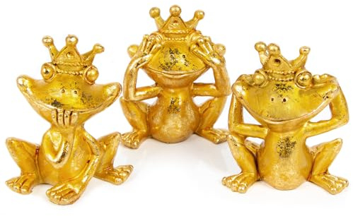 Logbuch-Verlag witziges Geschenk 3 Frösche goldfarben Figuren Nichts hören sehen Sagen 8 cm Geburtstag Deko