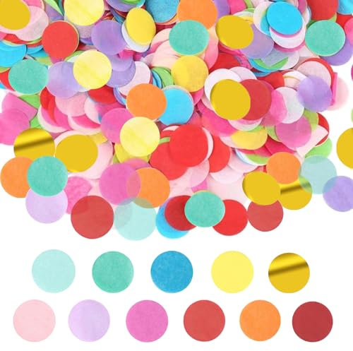 GoldRock Konfetti Groß 2.5cm, 6000 Stück Bunt Konfetti, Rund Konfetti Geburtstag, Glitzer Tischdeko Konfettikanone, Streudeko Hochzeit, Papier Konfetti für Weihnachten,Karneval,Taufe,Baby Shower Party