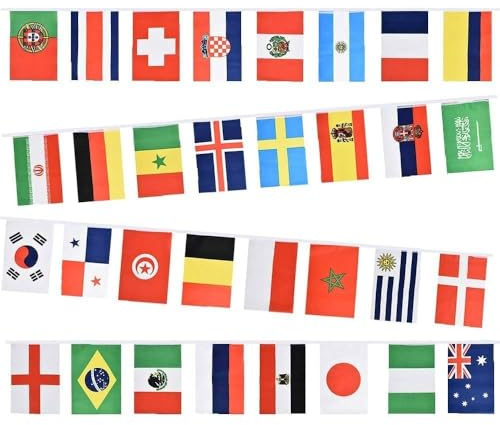 Bandiere del mondo bandierine 32 paesi bandiera striscione 10 metri FlagSuperstore