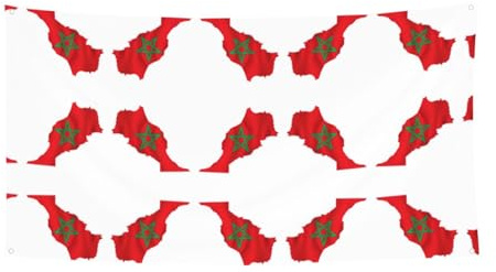 Bandera de Marruecos con diseño de mapa para colgar al aire libre, decoración para coche, barco, jardín, fiesta, feliz día festivo, Navidad, Halloween