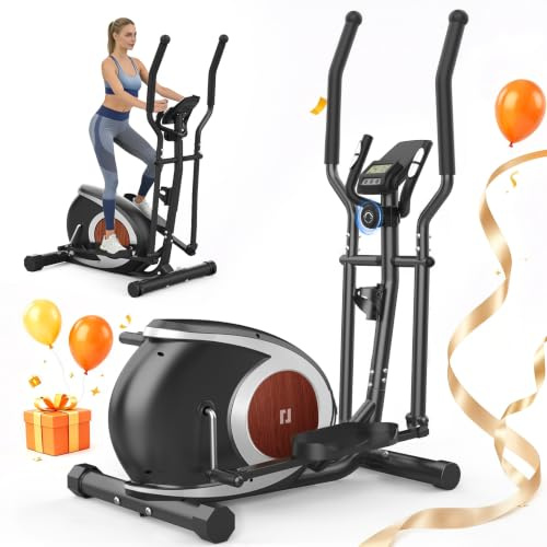 Elliptical Cross Trainer For Home Gym,16 Level Resistance Magnetic Elliptical Machine, Ultra-Quiet Compact Cross Trainer with LCD Display, Pulse Sensors, Device Holder, 120KG Weight Capacity