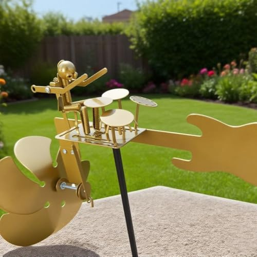 Startbuymore Mulino a vento in metallo per esterni con bacchette e ingranaggi fatti a mano, girandola dinamica per la decorazione del giardino e per gli appassionati di musica