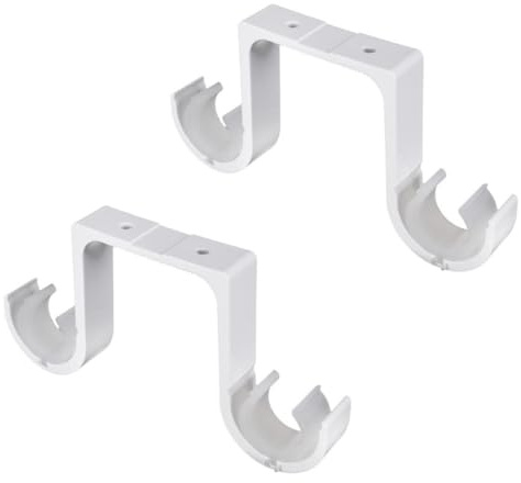 ROMISBABA Soporte para Barra de Cortina de Doble Varilla Blanco, Instalación en Techo, Soporte Resistente de Aluminio para Cortinas y Visillos, Accesorio para Fijación y Decoración