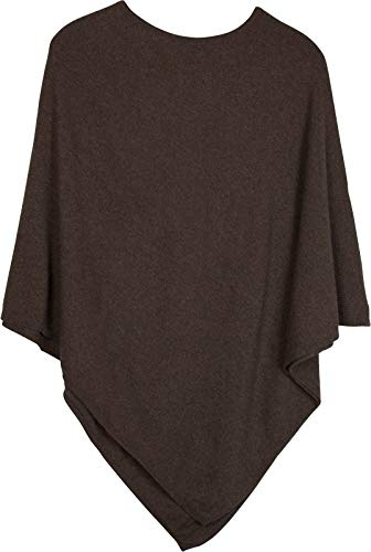 styleBREAKER Morbido poncho in maglia fine in tinta unita, girocollo, donna 08010042, colore:Marrone scuro