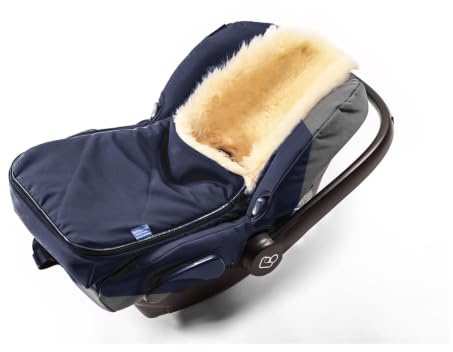 Fußsack für Babyschale Hofbrucker, navy blue | Kuscheliger, universeller Lammfellfußsack, medizinisches echtes Fell, für Tragetasche & Kinderwagen