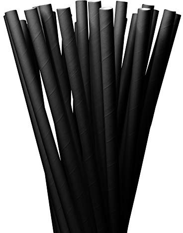 LAGETTO Jumbo Trinkhalme Papier XXL: 8 x 250 mm - 6 Farben 3 Packungsgrößen - Cocktail Strohhalme Papierstrohhalme Papiertrinkhalme (Schwarz, 100 Stück)