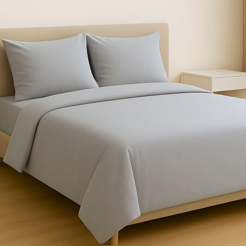 MAXIME MAISON - Parure de Lit 180x200 en Coton, Ensemble de Draps 4 Pièces (1 Drap Housse 180x200, 1 Drap Plat 240x285, 2 Taie d'oreiller 52x82) Draps de Lit 2 Personnes Rafraichissant Made in Italy