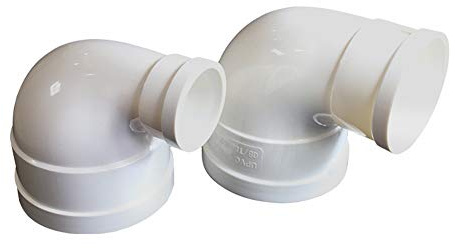 Codo reductor de PVC, 90 grados, 75 mm a 50 mm, color blanco, 1 pieza