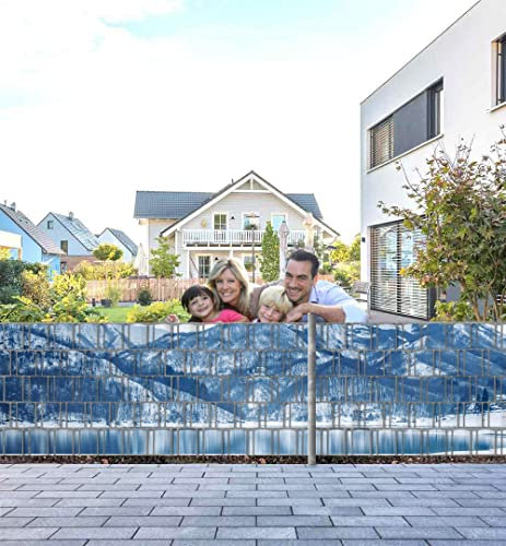 MyMaxxi Infinity Zaunsichtschutz - See in Frostlandschaft - Sichtschutzstreifen für Doppelstabmattenzaun - Windschutz Sonnenschutz Blickdicht - Sichtschutz Garten Teil1 + Teil2-500x100cm