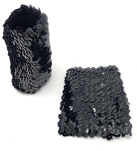 Svarta par med paljetter i polyester för damarmband 16 x 10 cm