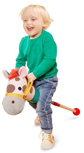 Battat – Classic Hobby Horse – Plush Stick Horse – Wooden Pole & Sensory Textures – Realistic Sounds – 2+ Years – Pony Pal