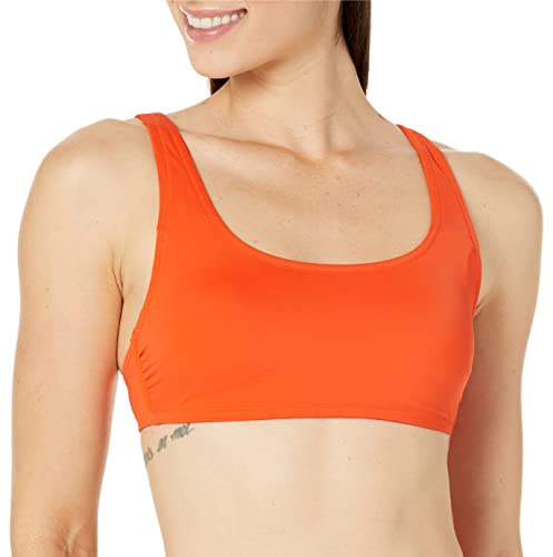 Amazon Essentials Women's Scoop Neck Swim Crop Top, Orange, XX-Large