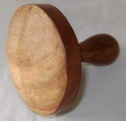 eMKay® Wooden Chapati Press Roti Fluffer Indian Datta Press Paratha Easy Grip Handle Solid Wood Dark Brown Wooden Potatoes Pav Bhaji Masher