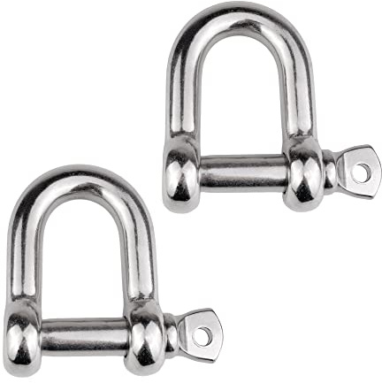 GATE14® Grillo in Acciaio Inox con Perno a Vite Estraibile, Forma a D, Ø 8 mm - 2 Pz