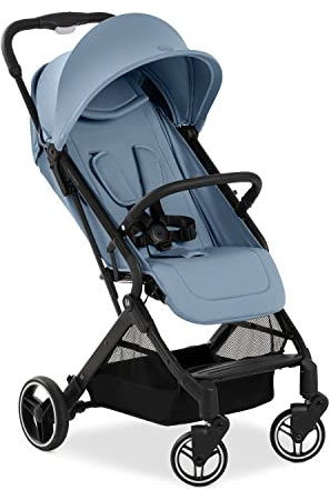 hauck Travel N Care Plus, Dusty Blue - Reisebuggy für Kinder ab Geburt bis 22 kg mit Liegefunktion & Kopfposter - Leicht (7,2 kg) & Einhändig Faltbar - Selbststehend - UPF 50+ & Netzfenster