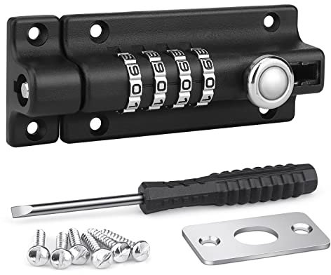 Chiavistello con Combinazione,4 Cifre Serratura a Chiavistello Scorrevole in Acciaio per Porte,Bullone di Bloccaggio a Combinazione per Rinforzi,Armadi, Officine, Capannoni, Armadietti
