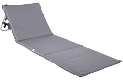 ONVAYA® Strandmatte mit Rückenlehne in Grau | 2cm gepolsterte Sonnenliege mit Tasche | Strandliege faltbar & klappbar | Sonnenmatte mit Tragegurt | Strandmatratze 161 x 55 x 45 cm