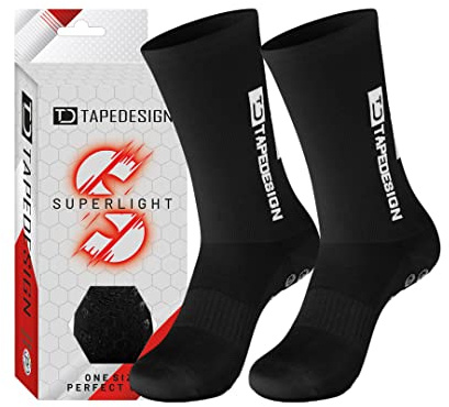 TAPEDESIGN - Superlight - 1 Paar Rutschfeste, ultraleichte Fußballsocken mit gummierten Noppen (Unisex) - Sport-Socken mit Grip für Damen & Herren - Anti-Rutsch Fussball-Socken atmungsaktiv