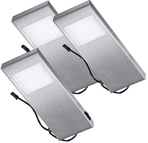 Thebo LED 95 Tadeo 4 EDELSTAHL - SET 3 inkl. Leuchte mit Hauptschalter/Unterbauleuchten/Oberschrankleuchten