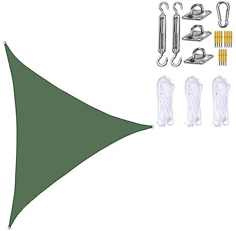 Voile Ombrage Triangle ， Toile ImperméAble Toile Dombrage Triangulaire ， pour Patio Jardin, Terrasse,ExtéRieur, Balcon,Green-2m/6ftx2m/6ftx2m/6ft
