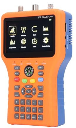 Buscador de Satélite V8, 4,3 LCD DVB S2X S2 S T2 T C MPEG 2 4 Medidor de Fuerza de Señal Digital con Brújula, Detector de Satélite para el Hogar, Batería Incorporada de 4000mAh