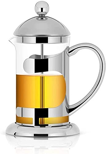 RWRAPS Cafetera de Prensa Francesa con Filtro de 3 Niveles, prensador de café de Acero Inoxidable de borosilicato Resistente al Calor, cafetera y Tetera, 600 ml (300 ml)