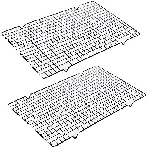 QISF 2 Pezzi Griglie di Raffreddamento per Dolci，40 x 25 cm Griglia Rettangolare per Pasticceria, Ideale per Raffreddare Pane, Pizza, Biscotti, Torte e Altri Prodotti da Forno