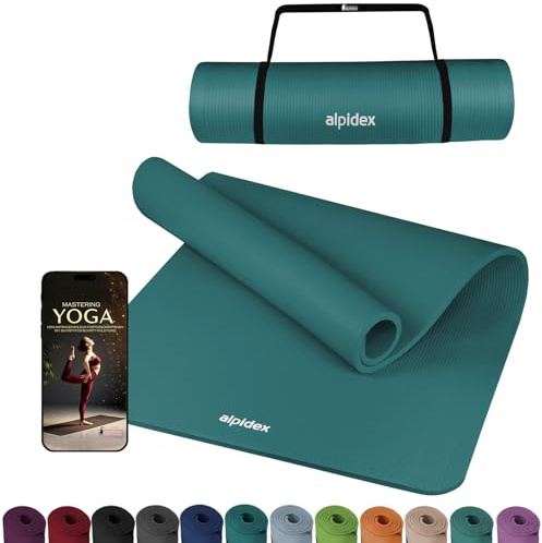 ALPIDEX Tappetino Yoga Spesso 1,5cm 190x80cm Antiscivolo Pilates Petrol