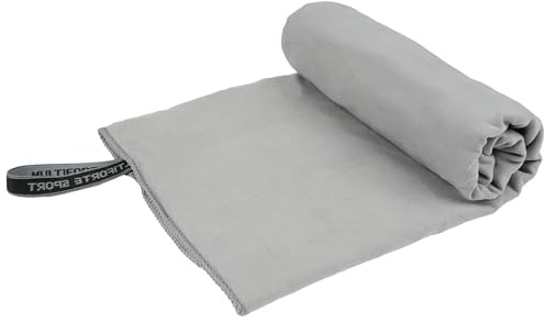 H HANSEL HOME Toalla Gimnasio de Microfibra Gris - Ligera, Compacta, Absorbente, Secado Rápido - Ideal para Gym, Viaje, Piscina, Playa - 65x90cm - Disponible en 4 Tamaños y 3 Colores