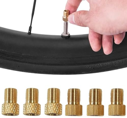 Adaptador Valvula Bicicleta，Adaptador Valvula ，Accesorios Bicicleta,Adaptador de latón para válvula inflar neumáticos con Bomba estándar o compresor de Aire(6Piezas)