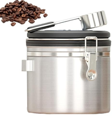 Récipient de stockage de café, récipient de café pour café moulu - Pot à café avec cuillère Boîte à café avec valve d'échappement | Récipient à café moulu, pot à café en acier inoxydable 304